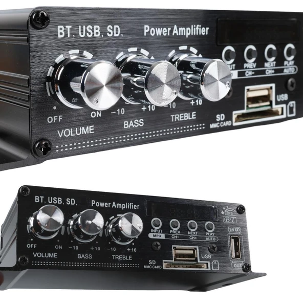 Magicvoice YW-406L 12 Volt 100 Watt Motosiklet Bluetooth Amfi USB/SD 2 Kanal Pazarcı - Anfi (154X80x42mm) - 4