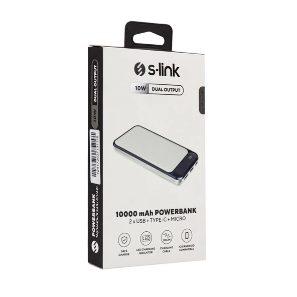 S-Link IP-G2710 10000 Mah 2 USB Port LCD Göstergeli Beyaz Powerbank - 4