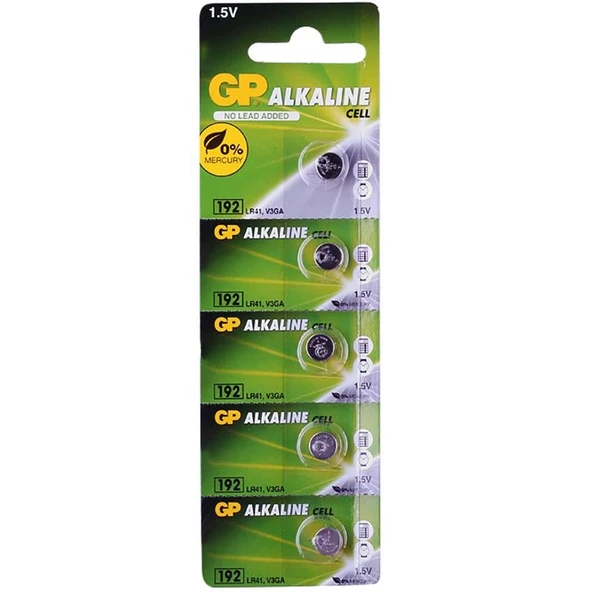 GP 192 1.5 Volt LR41 Alkalin Düğme Pil 5'Li