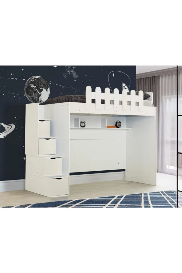 Güven Mobilya 90*190 Okyanus Tek Yataklı Beyaz / Beyaz Kiwi Ranza