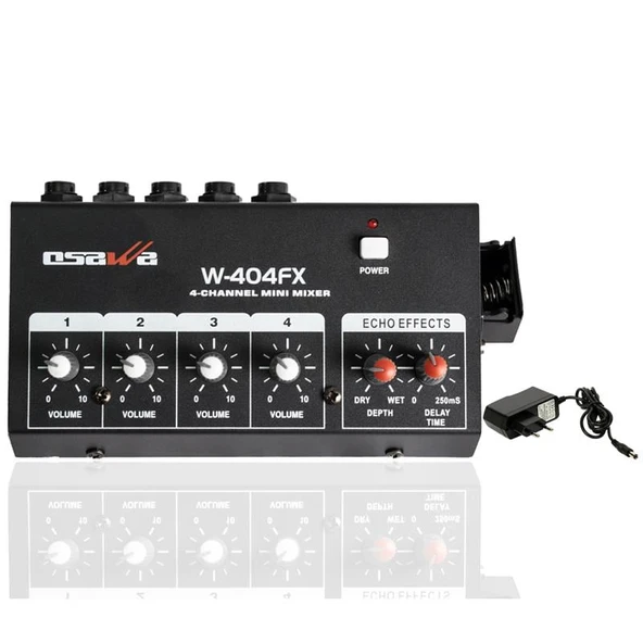 Osawa Mikrofon Giriş-1 Line Çıkış Eko Lu 4 Kanal 20 Db Adaptörlü Mini Mikrofon Çoğaltıcı W-404FX