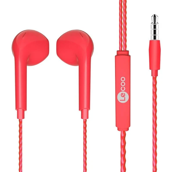 Lenovo Lecoo EH104R 3.5 Mm Jacklı Kablolu Kulak İçi Mikrofonlu Kulaklık Kırmızı - 2