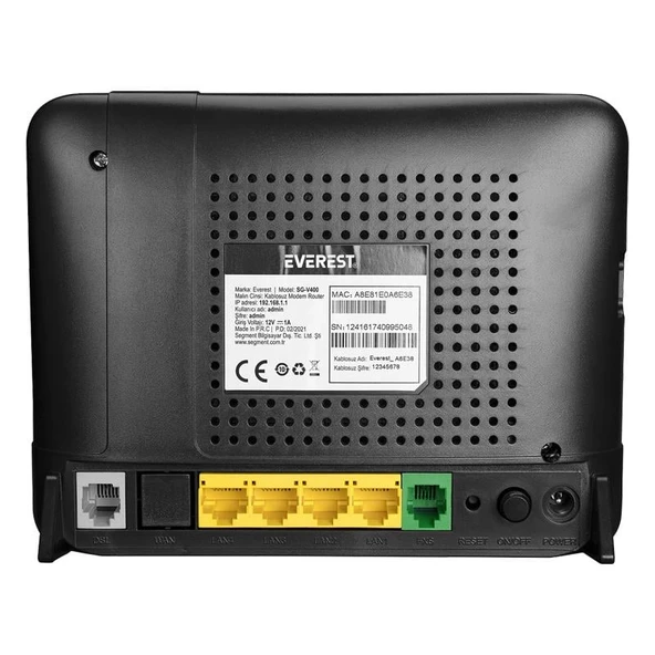 Everest SG-V400 2.4Ghz 300 Mbps Kablosuz Vdsl - Adsl2+ Voip Modem Router - 2