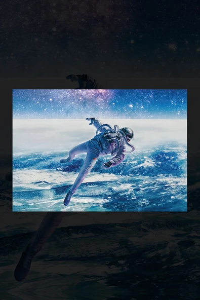 Uzay Manzaralı Astronot Kanvas Tablo - 2