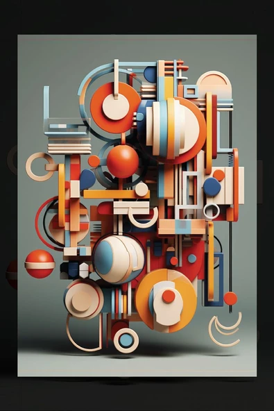 Karışık Geometrik Şekiller Kanvas Tablo - 2