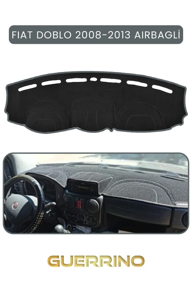 Guerrino  FIAT Doblo 2008-2013  Modellerine Uygun AirbagTORPİDO KORUMA HALISI GRİ KENAR ürün görseli