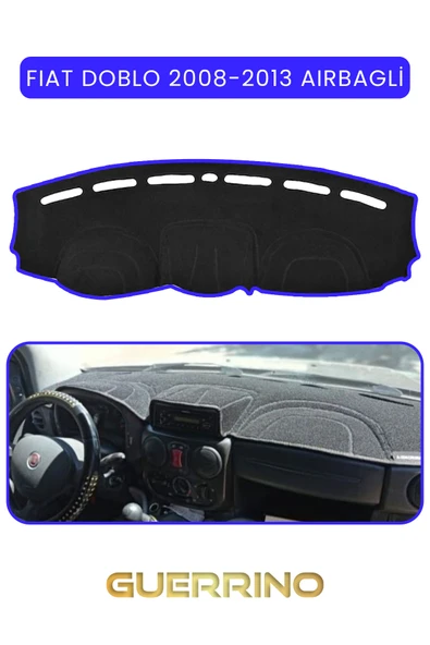 Guerrino  FIAT Doblo 2008-2013  Modellerine Uygun AirbagTORPİDO KORUMA HALISI MAVİ KENAR ürün görseli