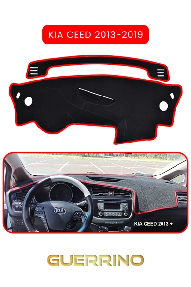 Guerrino  KİA CEED 2013-2019TORPİDO KORUMA HALISI KIRMIZI KENAR ürün görseli