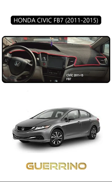 Guerrino  HONDA CIVIC FB7 2011-2015TORPİDO KORUMA HALISI SİYAH KENAR - 1