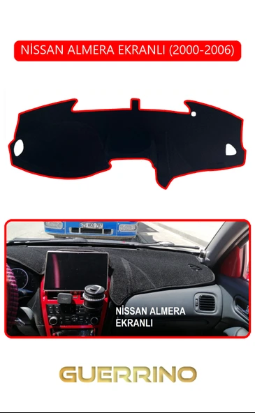 Guerrino  NİSSAN ALMERA EKRANLI 2000-2006TORPİDO KORUMA HALISI KIRMIZI KENAR ürün görseli