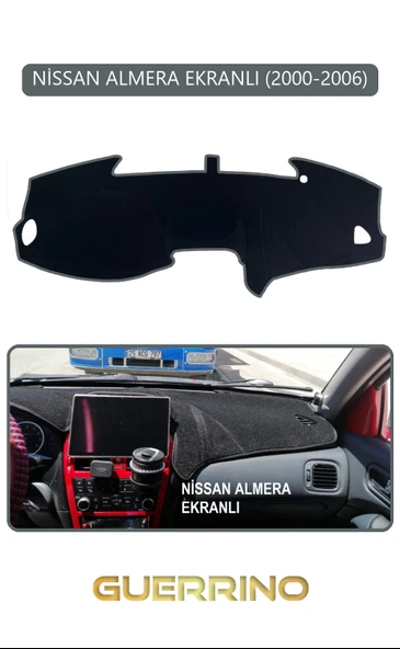 Guerrino  NİSSAN ALMERA EKRANLI 2000-2006TORPİDO KORUMA HALISI GRİ KENAR ürün görseli
