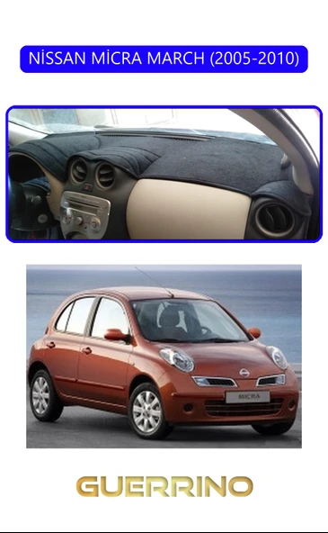 Guerrino  NİSSAN MİCRA MARCH 2005-2010TORPİDO KORUMA HALISI MAVİ KENAR ürün görseli