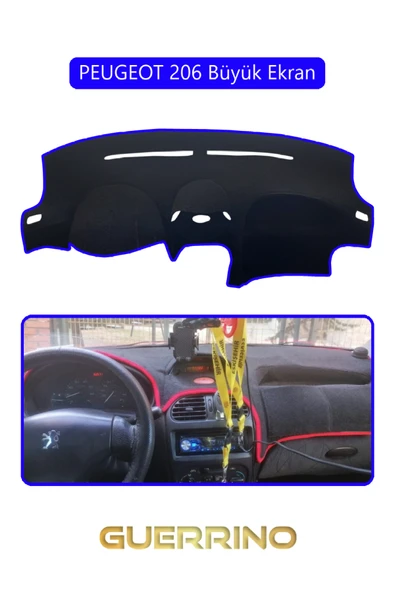 Guerrino  PEUGEOT 206 Büyük EkranTORPİDO KORUMA HALISI MAVİ KENAR ürün görseli