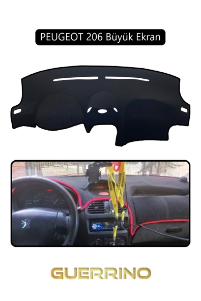 Guerrino  PEUGEOT 206 Büyük EkranTORPİDO KORUMA HALISI SİYAH KENAR ürün görseli