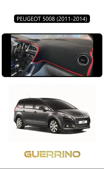 Guerrino  PEUGEOT 5008 (2011-2014)TORPİDO KORUMA HALISI SİYAH KENAR ürün görseli