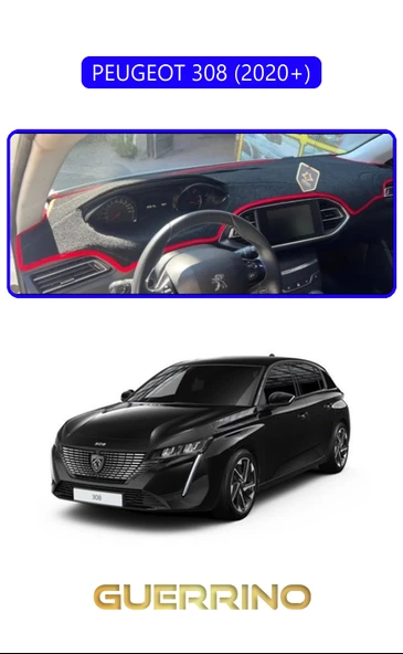 Guerrino  PEUGEOT 308 (2020+)TORPİDO KORUMA HALISI MAVİ KENAR ürün görseli