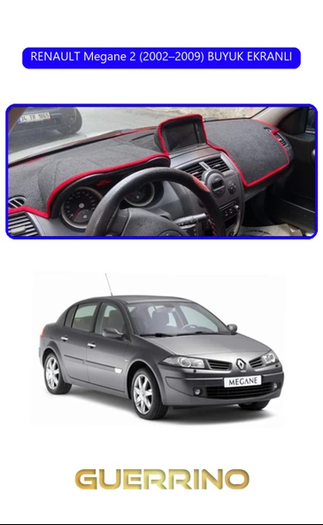 Guerrino  RENAULT Megane 2 (2002–2009) BUYUK EKRANLITORPİDO KORUMA HALISI MAVİ KENAR ürün görseli