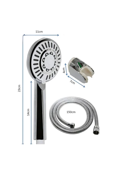 DESIPHON 5 Fonksiyonllu Günebakan Duş Seti Hortum Mafsal Ve Başlık Set Full takım - 2