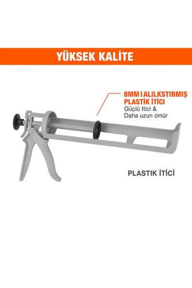 DESIPHON Gri Profesyonel Silikon Tabancası Takılma Yapmaz Mekanizma, Yüksek Basınç Performansı