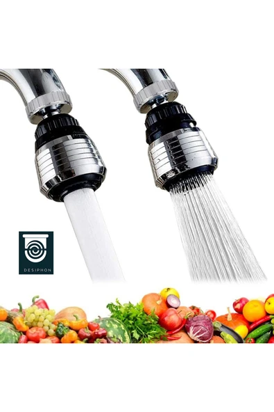 DESIPHON Krom 2 Fonksiyonlu Mutfak Lavabo Başlığı 360° Döner Su Tasarruflu Musluk Ucu Aparatı