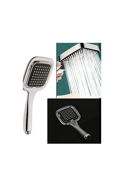 DESIPHON Siyah Kare  Duş Başlığı Banyo Duş Seti 1.5 Metre Duş Hortum Ve Başlık Set - 4