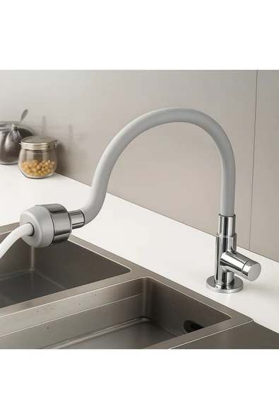 DESIPHON Gri Silikonlu 2 Fonksiyonlu Kubar Musluk Başlığı – 360° Oynar Başlık, Su Tasarruflu Tasarım