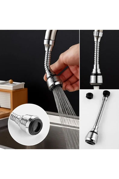 DESIPHON Turbo Flex Esnek Musluk Başlığı 2 Kademeli Ayarlı 360° Dönebilen Su Tasarruflu Başlık - 2