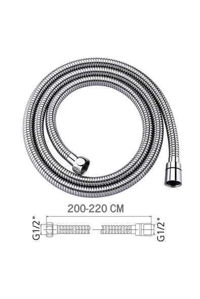 DESIPHON Paslanmaz Kopmaz Patlamaz Kaliteli Çelik Duş Hortumu Tüm Duş Setleri Ile Uyumlu - 200cm - 3