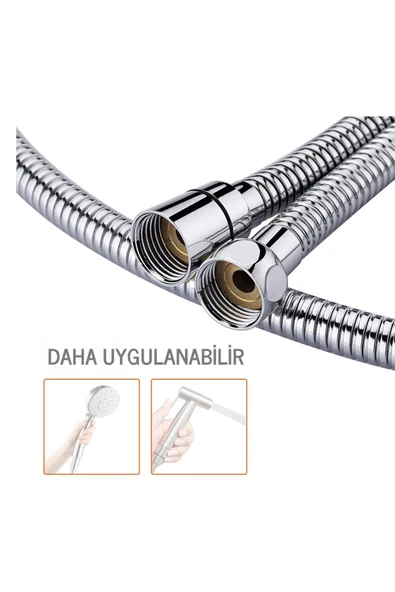 DESIPHON Paslanmaz Kopmaz Patlamaz Kaliteli Çelik Duş Hortumu Tüm Duş Setleri Ile Uyumlu - 200cm - 5