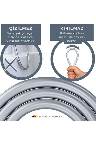 DESIPHON Dayanıklı Gri Silikon Duş Hortumu – Kırılma Karşıtı, Esnek, Sızdırmaz ve Uzun Ömürlü - 4