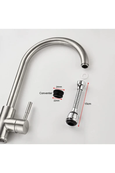 DESIPHON Turbo Flex Esnek Musluk Başlığı 2 Kademeli Ayarlı 360° Dönebilen Su Tasarruflu Başlık - 6