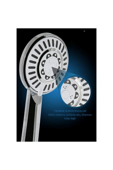DESIPHON 5 Fonksiyonllu Günebakan Duş Seti Hortum Mafsal Ve Başlık Set Full takım - 4
