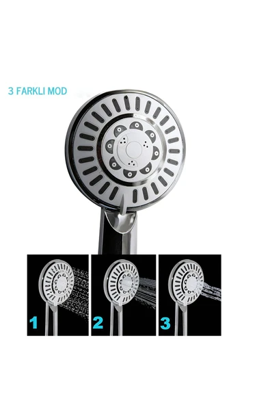 DESIPHON 5 Fonksiyonllu Günebakan Duş Seti Hortum Mafsal Ve Başlık Set Full takım - 3
