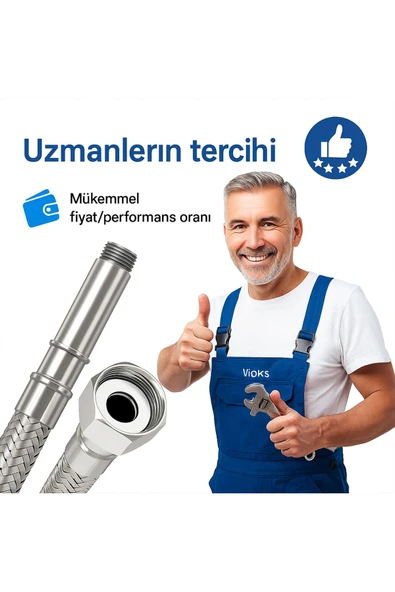 DESIPHON 50 cm Paslanmaz Çelik Batarya Flexi Hortum Koku Yapmaz, Sızdırmaz, Dayanıklı - 7