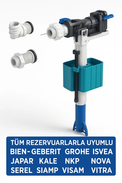 DESIPHON Tüm Rezervuarlarla Uyumlu 1/2 ve 3/8 Girişli Sessiz Dolum Şamandırası Seti Evrensel Uyumlu - 5