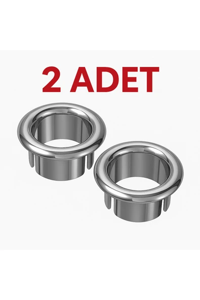 DESIPHON Parlak Krom Görünümlü Lavabo Taşma Yüzüğü Dayanıklı Metal Evye Taşma Halkası 2 Adet