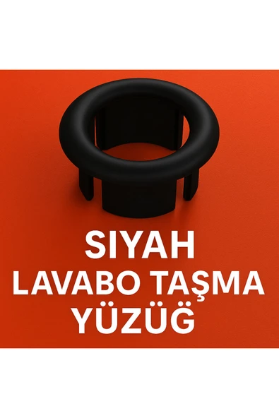 DESIPHON SİYAH RENKLİ, ŞIK TASARIMLI, ESTETİK VE UYUMLU LAVABO TAŞMA YÜZÜĞÜ STANDART MODEL