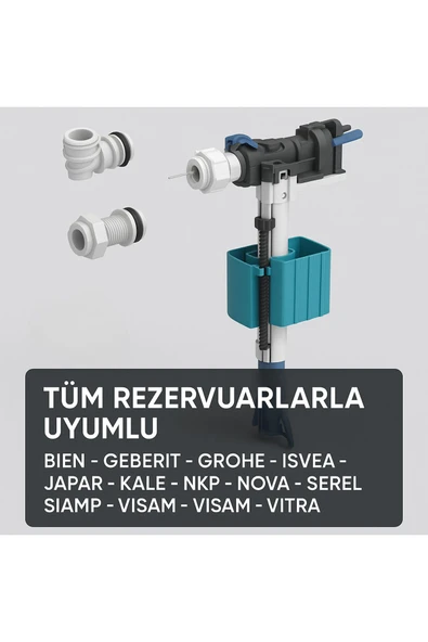 DESIPHON Tüm Rezervuarlarla Uyumlu 1/2 ve 3/8 Girişli Sessiz Dolum Şamandırası Seti Evrensel Uyumlu - 2