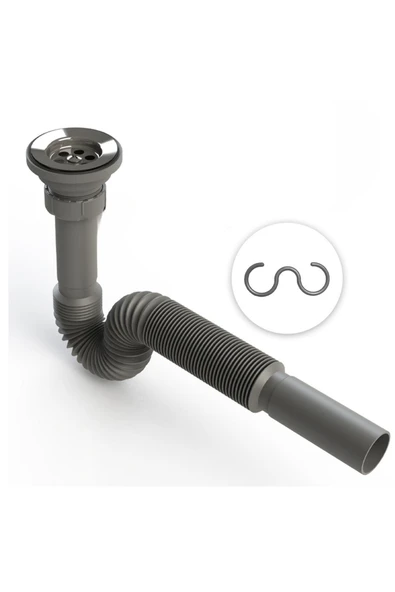 GÜÇLÜ Desiphon Körüklü Lavabo Sifonu Lüks Körüklü Lavabo Evye Sifonu