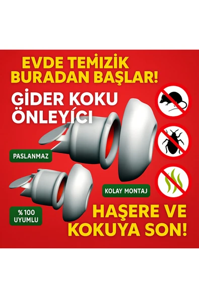 DESIPHON 2 ADET Koku Yok! Çekvalfli Adaptör Conta Lavabo Gideri Koku Önleyici - 2