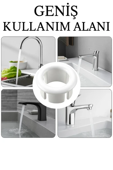 DESIPHON 2 Adet Beyaz Lavabo Taşma Yüzüğü Evye Taşma Deliği Kapağı Plastik Gider Aksesuarı Uyumlu - 3