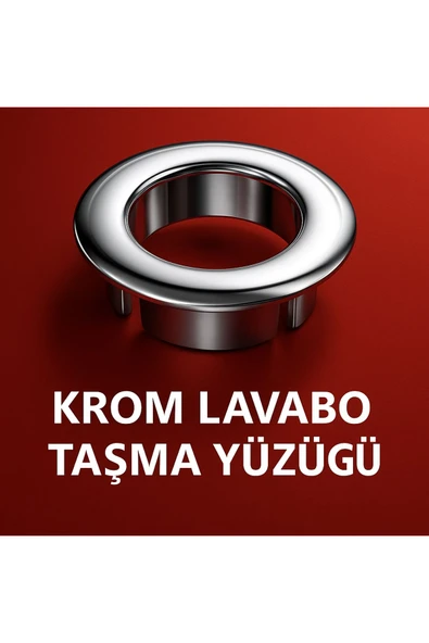 DESIPHON Parlak Krom Görünümlü Lavabo Taşma Yüzüğü - Dayanıklı Metal Evye Taşma Halkası 1 Adet
