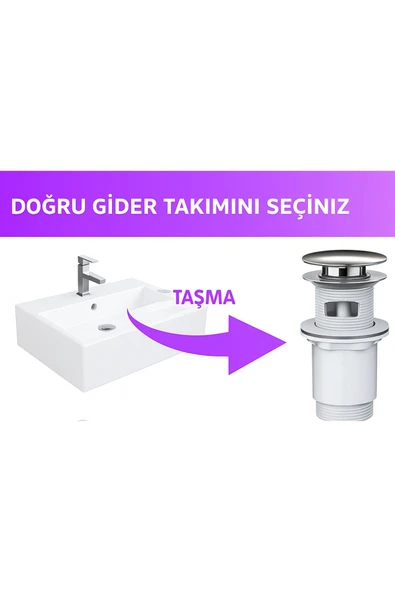 DESIPHON Pop-Up Lavabo Sifonu Taşmalı Paslanmaz Metal Başlık, Plastik Gövde, Kolay Montaj - 8