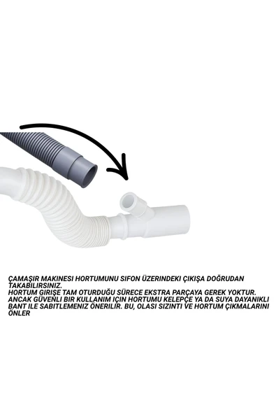 DESIPHON Çöpmak Lavabo Sifonu Koku Önleyici Sistemli Tahliye Seti Çamaşır Makinesi Uyumlu - 6