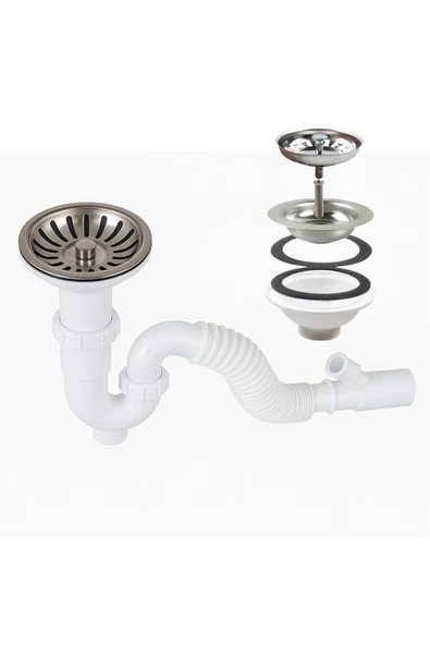 DESIPHON Çöpmak Lavabo Sifonu Koku Önleyici Sistemli Tahliye Seti Çamaşır Makinesi Uyumlu - 2