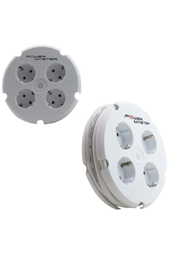 Powermaster Akım Korumalı 4lü Yuvarlak Kasa Priz