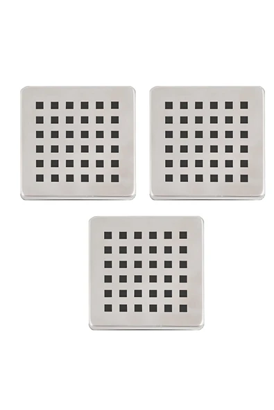 DESIPHON 3 Adet Paslanmaz Çelik Kare Delikli Banyo Yer Süzgeç Izgarası Üst Kapak 10X10 Süzgeç Uyumlu