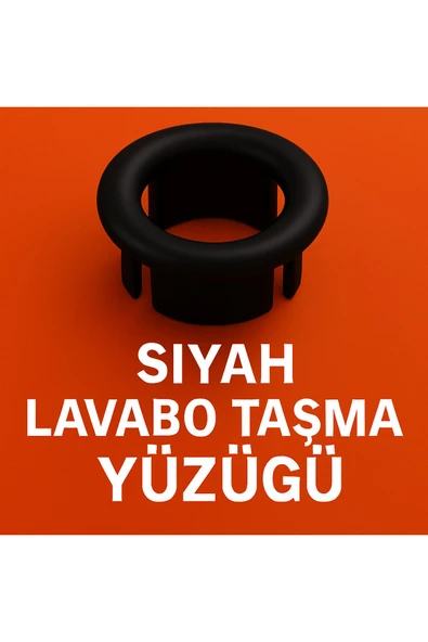 DESIPHON SİYAH RENKLİ, ŞIK TASARIMLI, ESTETİK VE UYUMLU LAVABO TAŞMA YÜZÜĞÜ STANDART MODEL - 2