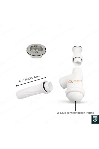 DESIPHON TASLI LÜKS SİFON ÇİFT ÇAMAŞIR MAKİNESİ GİRİŞLİ, KOKU ÖNLEYİCİ - 4