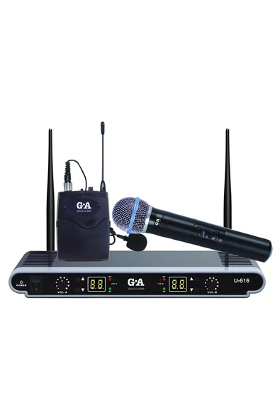 GOLD AUDIO UHF U-616 MİKROFON SİSTEMİ YAKA+YAKA PROFESYONEL UHF WIRELESS MİKROFON SİSTEMİ